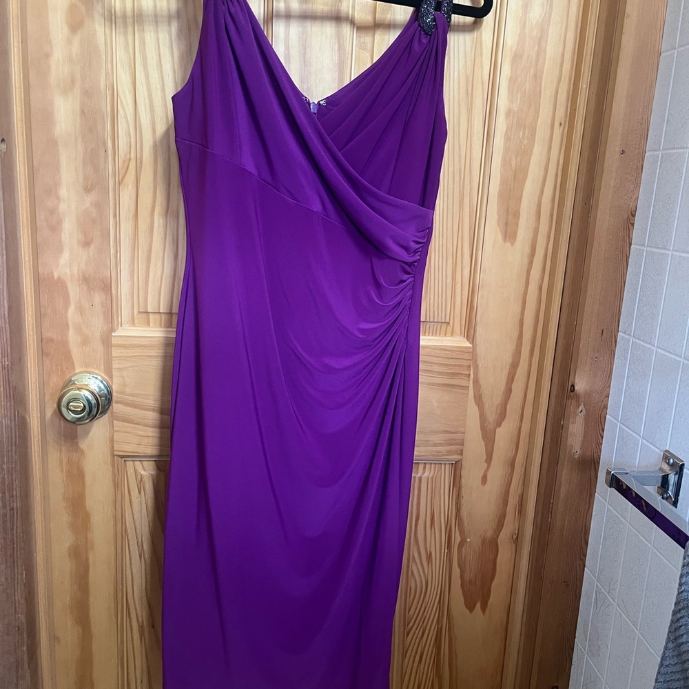 Ralph Lauren Purple Ruched dress front - Picture 2 of 7